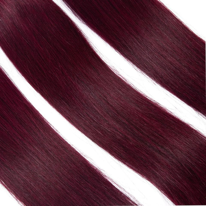 Wine Red Burgundy Straight Hair 3 Bundles With Closure 4x4 Colored 100% virgin human hair - Msgem Hair