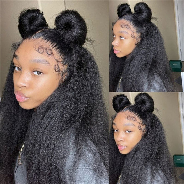 Msgem 4C Edge Hairline Kinky Straight 13x4 13x6 HD Invisible Lace Front Wigs With Kinky Edges Baby Hair