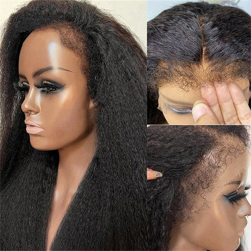 Msgem 4C Edge Hairline Kinky Straight 13x4 13x6 HD Invisible Lace Front Wigs With Kinky Edges Baby Hair