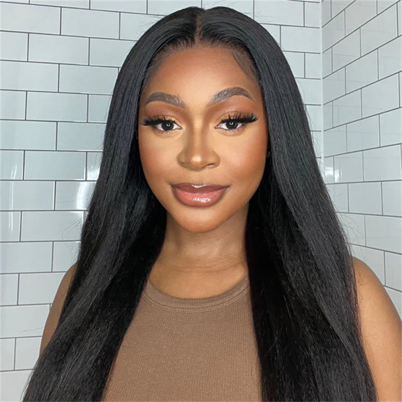 Msgem Yaki Straight 13x6 Lace Frontal Wigs HD Full Lace Human Hair Wig