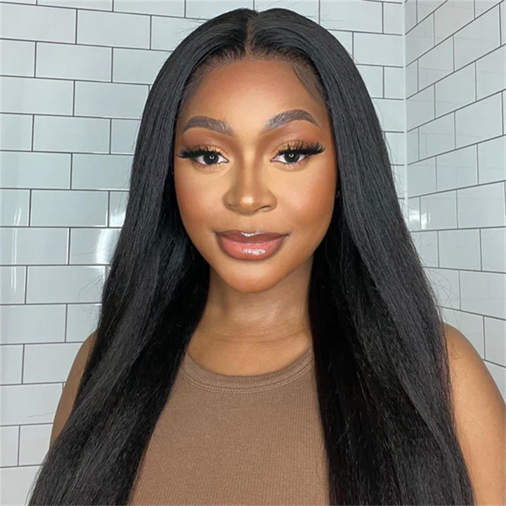 Msgem Yaki Straight 13x6 Lace Frontal Wigs HD Full Lace Human Hair Wig