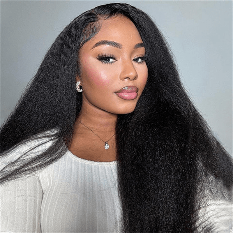 Yaki Straight Human Hair Wigs Transparent 13x4 Lace Front Wigs Pre Plucked - Msgem Hair