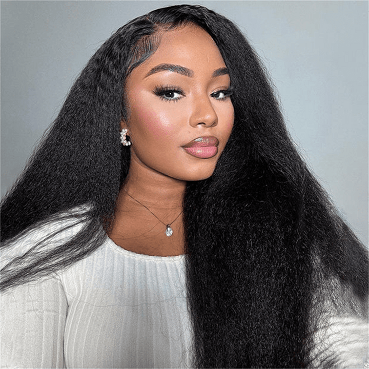 Yaki Straight Human Hair Wigs Transparent 13x4 Lace Front Wigs Pre Plucked - Msgem Hair