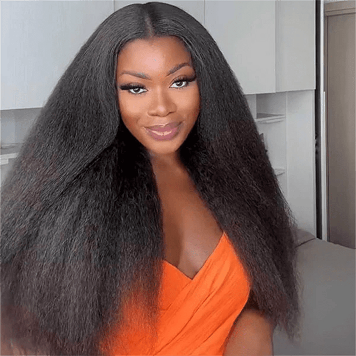 Yaki Straight Human Hair Wigs Transparent 13x4 Lace Front Wigs Pre Plucked - Msgem Hair