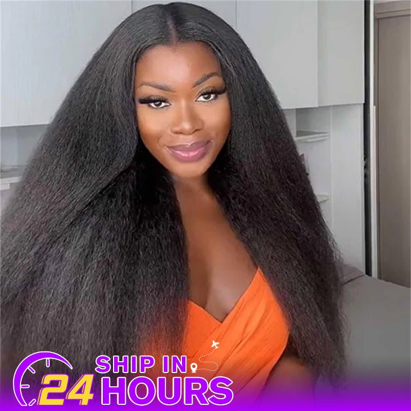 Yaki Straight Human Hair Wigs Transparent 13x4 Lace Front Wigs Pre Plucked - Msgem Hair