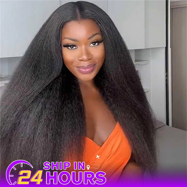 Yaki Straight Human Hair Wigs Transparent 13x4 Lace Front Wigs Pre Plucked - Msgem Hair